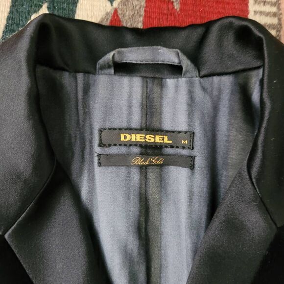 Diesel‎ Black Gold Black Double Breasted  Velvet Blazer Sz M Italy Goth Vampire - Picture 3 of 7